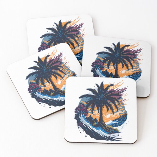 Item preview, Majestic Palm Tree in Digital Painting Style T-Shirt Graphic| Sunrise Serenity: Palm Tree, Mountains, and Sea Waves T-Shirt Design designed and sold by RedArtG09.