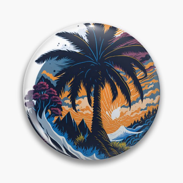 Item preview, Majestic Palm Tree in Digital Painting Style T-Shirt Graphic| Sunrise Serenity: Palm Tree, Mountains, and Sea Waves T-Shirt Design designed and sold by RedArtG09.