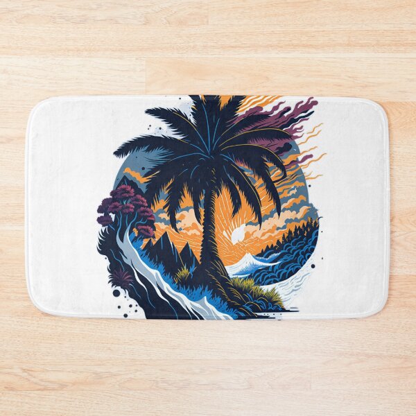Item preview, Majestic Palm Tree in Digital Painting Style T-Shirt Graphic| Sunrise Serenity: Palm Tree, Mountains, and Sea Waves T-Shirt Design designed and sold by RedArtG09.