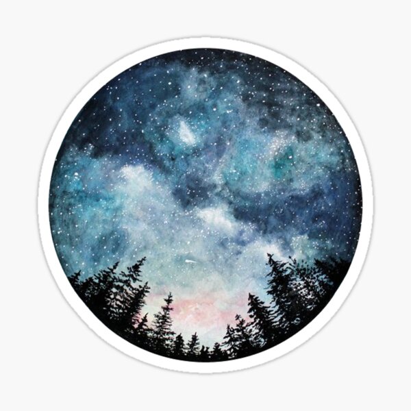Aquarell-Wald-Kreis Sticker