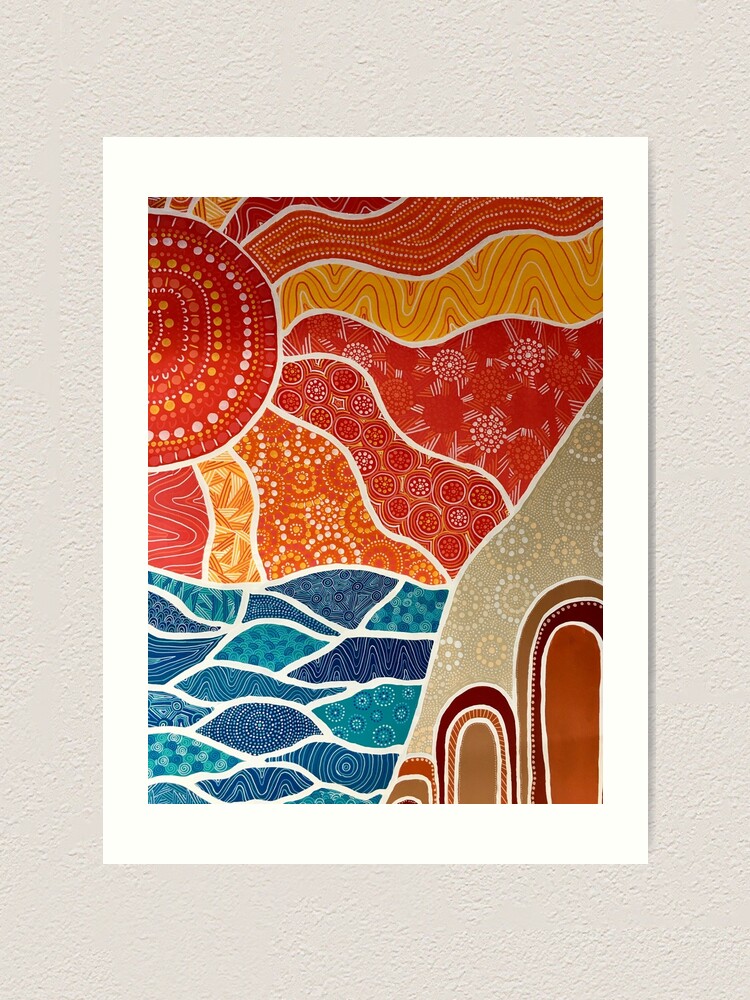 Sunset Aboriginal Dot Art Graphic · Creative Fabrica