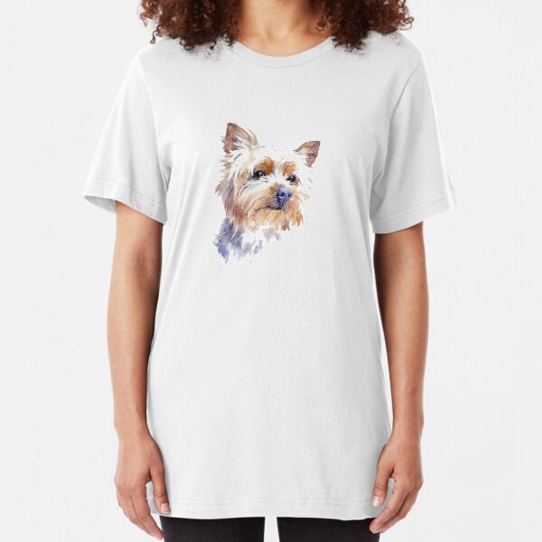 Yorkshire Terrier Watercolor Slim Fit T-Shirt