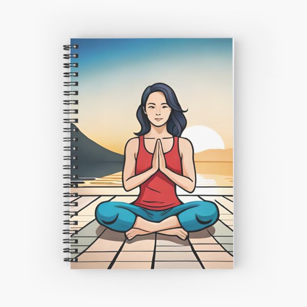 Mujer haciendo Yoga. meditación y Relajación Cuaderno de espiral