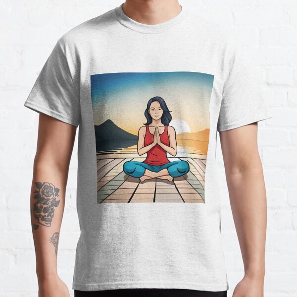 Mujer haciendo Yoga. meditación y Relajación Camiseta clásica