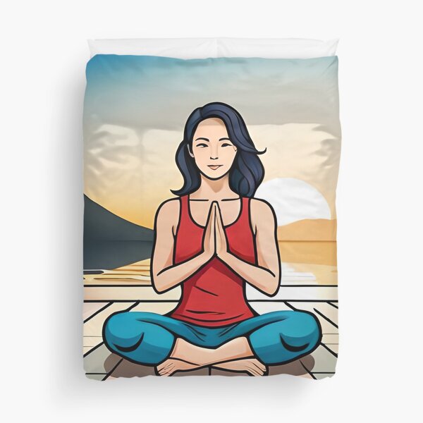Mujer haciendo Yoga. meditación y Relajación Funda nórdica