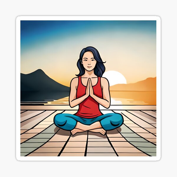 Mujer haciendo Yoga. meditación y Relajación Pegatina