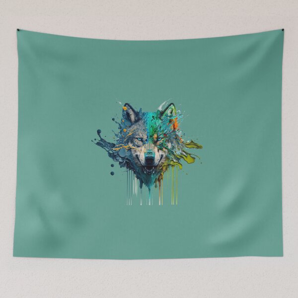 Item preview, Wolf Splash Art: Colorful Fantasy Painting #1 designed and sold by AntielARt.