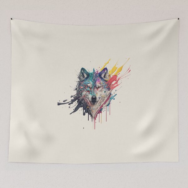 Item preview, Wolf Splash Art: Colorful Fantasy Painting #2 designed and sold by AntielARt.