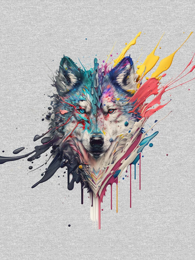 Wolf Splash Art: Colorful Fantasy Painting #2 Kids T-Shirt for