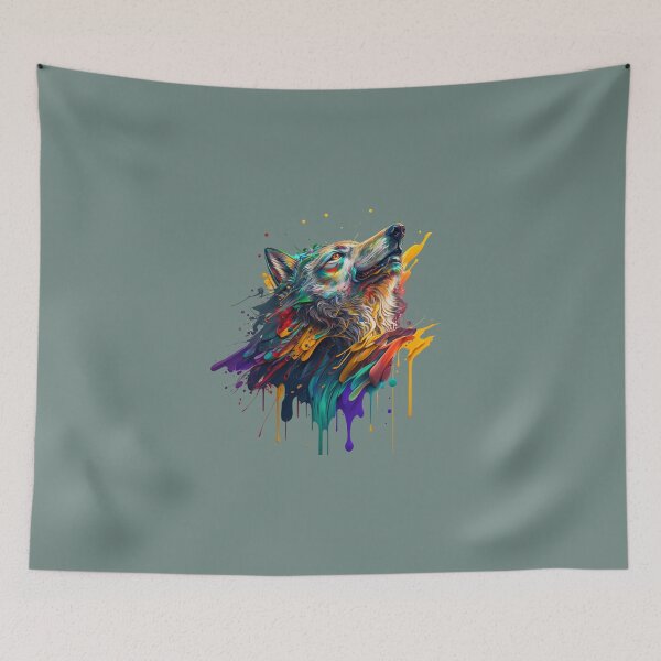 Item preview, Wolf Splash Art: Colorful Fantasy Painting #3 designed and sold by AntielARt.