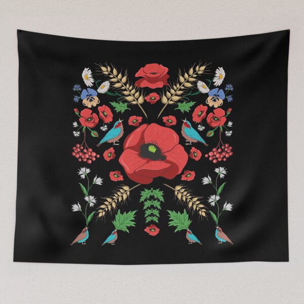 Item preview, Red Poppies & Birds Ukraine Floral Ukrainian Vyshyvanka designed and sold by r-silver.