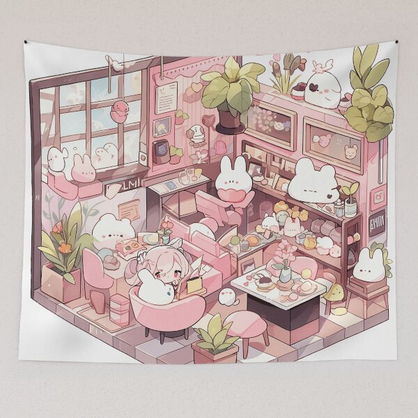 Item preview, Cute Fantasy Chibi Anime Cafe in Pastel designed and sold by HeartsandLines.