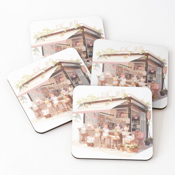 Item preview, Cute chibi anime cafe designed and sold by HeartsandLines.