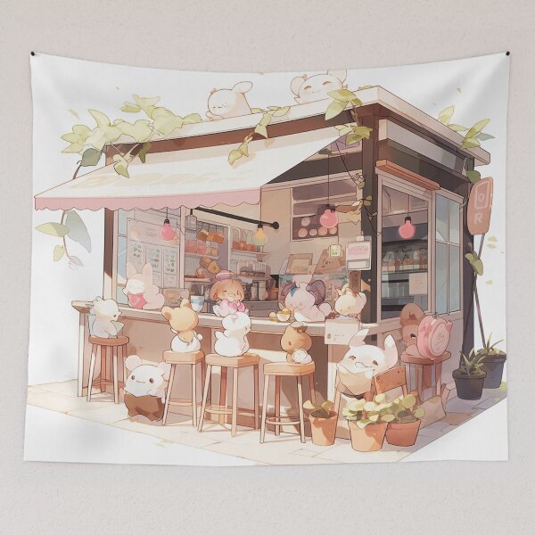 Item preview, Cute chibi anime cafe designed and sold by HeartsandLines.