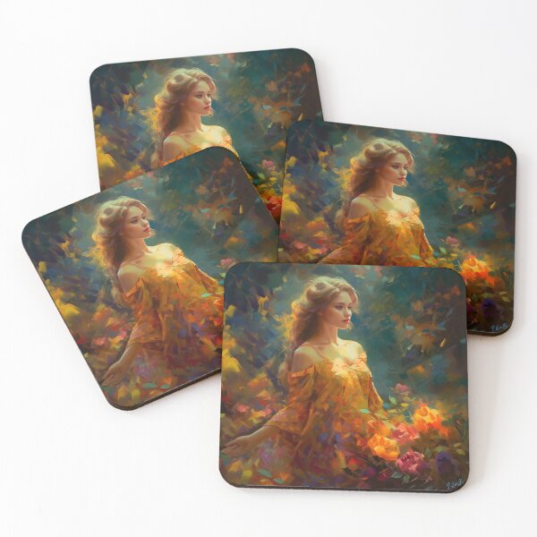 Item preview, Beautiful woman in floral dress designed and sold by Red Witch Art.