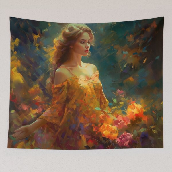 Item preview, Beautiful woman in floral dress designed and sold by Red Witch Art.