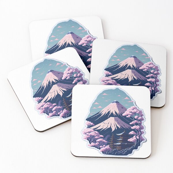 Item preview, Adorable Watercolour Effect of Japanese Cherry Blossoms 3D Vector Art of Mount Fuji and Japanese Temples designed and sold by RedArtG09.