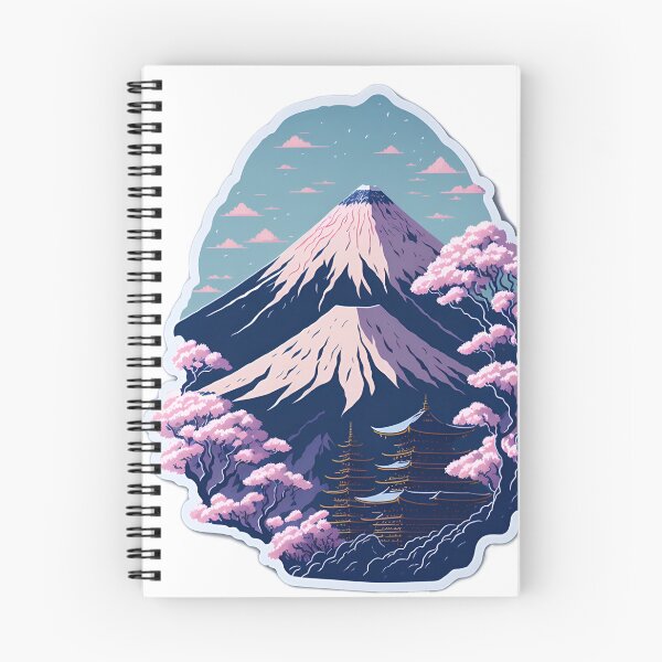 Item preview, Adorable Watercolour Effect of Japanese Cherry Blossoms 3D Vector Art of Mount Fuji and Japanese Temples designed and sold by RedArtG09.