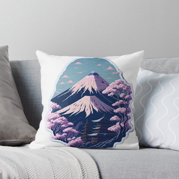 Item preview, Adorable Watercolour Effect of Japanese Cherry Blossoms 3D Vector Art of Mount Fuji and Japanese Temples designed and sold by RedArtG09.