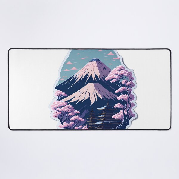 Item preview, Adorable Watercolour Effect of Japanese Cherry Blossoms 3D Vector Art of Mount Fuji and Japanese Temples designed and sold by RedArtG09.