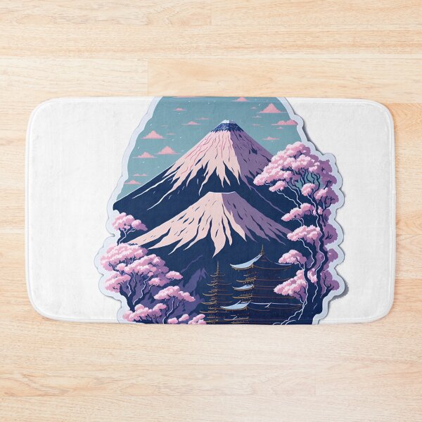 Item preview, Adorable Watercolour Effect of Japanese Cherry Blossoms 3D Vector Art of Mount Fuji and Japanese Temples designed and sold by RedArtG09.
