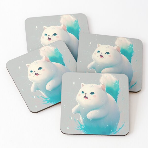 Item preview, Gato de agua blanca gordito: un alegre toque de diversión designed and sold by CybRunner.