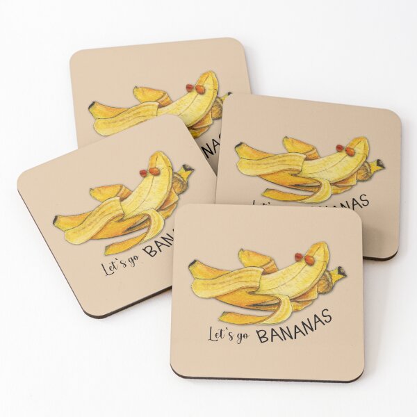 Item preview, Let's go bananas Watercolor funny quote  designed and sold by wejollydigitals.