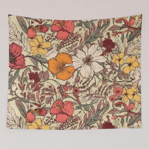 Item preview, Boho Sunshine Floral on Beige designed and sold by iPaint Airbrush Studio.