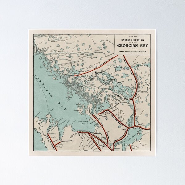 Item preview, Vintage Map of Georgian Bay and Muskoka Lakes designed and sold by Gin  Neko.
