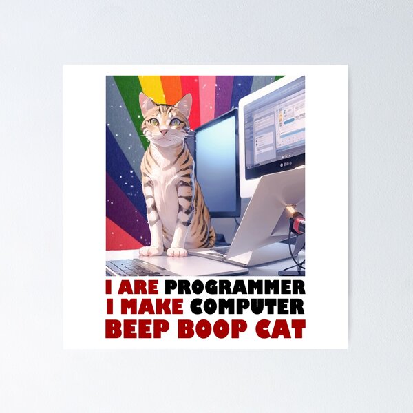 Artikel-Vorschau von Programmierer Cat Beep Boop Coding, designt und verkauft von Lychee Design.