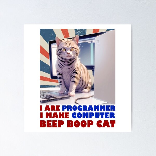 Artikel-Vorschau von Programmierer Cat Beep Boop Coding, designt und verkauft von Lychee Design.