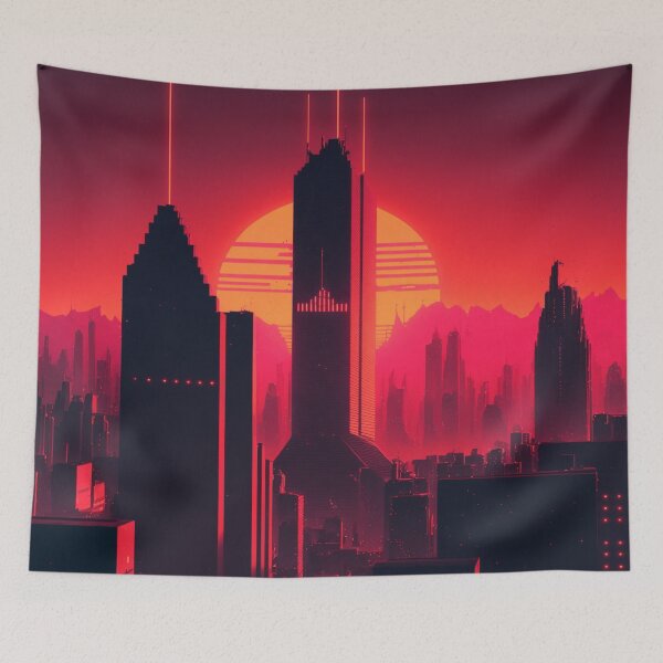 Item preview, Retrowave 80s Synthwave Sun City designed and sold by Nightarcade.