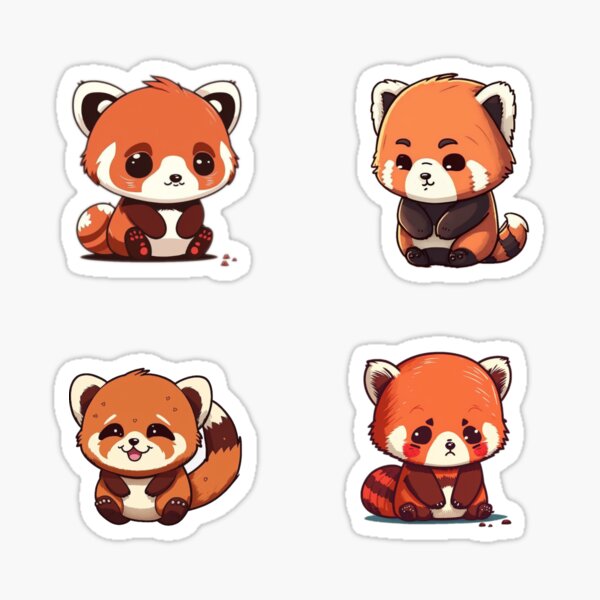 Item preview, Set of 4 little red pandas designed and sold by Sunchildprints.