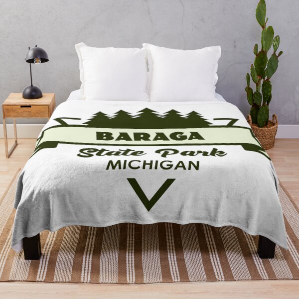 Item preview, Baraga State Park Michigan Trees And Ribbon designed and sold by bivenart.