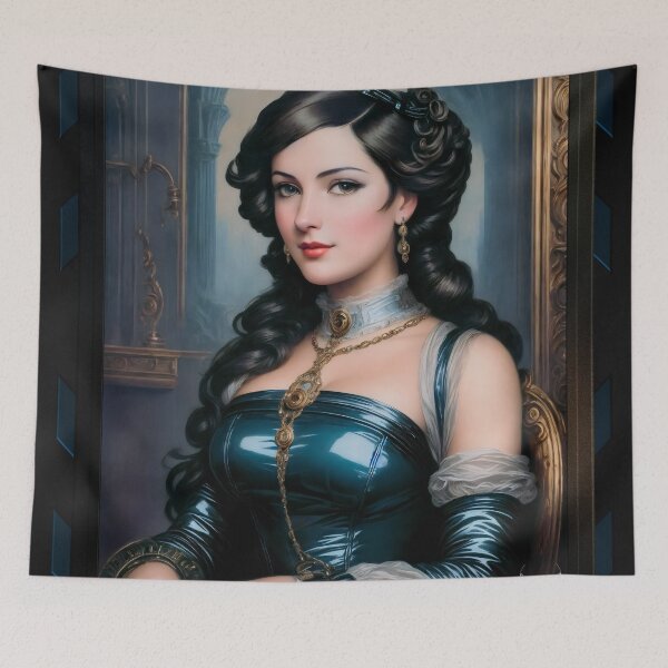 Item preview, A Renaissance Woman Of The Industrial Age Alluring AI Concept Art Illustration by Xzendor7 designed and sold by Xzendor7 Digital Art Creations.
