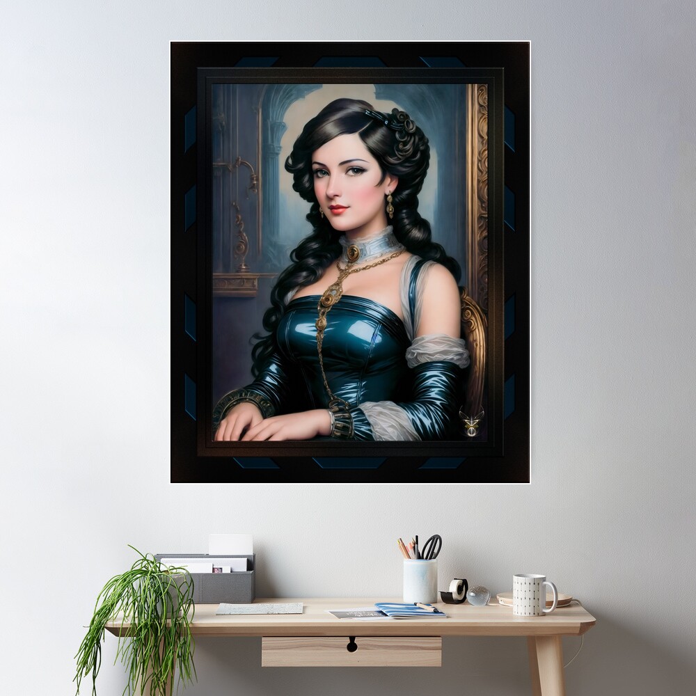 A Renaissance Woman Of The Industrial Age AI Concept Art by Xzendor7 - Beauty Of A Bygone Era 2 A Renaissance Woman Of The Industrial Age Alluring AI Concept Art Illustration by Xzendor7 Wall Poster