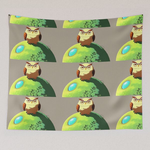 Item preview, Funny Owl Sitting on a Sphere house, Owl house watching  designed and sold by Emyku.