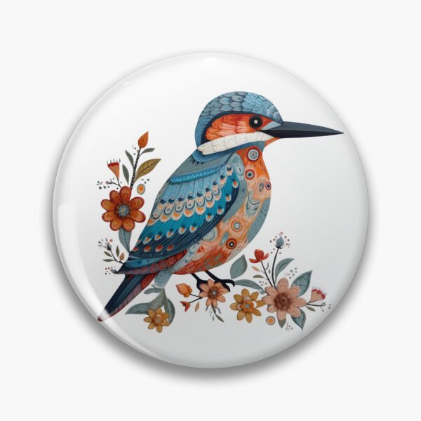 Item preview, Folk art kingfisher bird designed and sold by Hilary Thwaites.