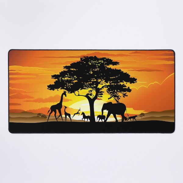 Item preview, Wild Animals on African Savanna Sunset  designed and sold by BluedarkArt.