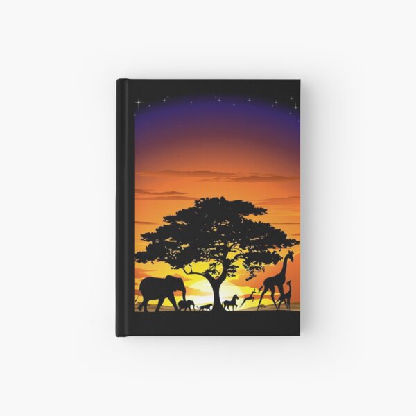 Wild Animals on African Savanna Sunset Hardcover Journal