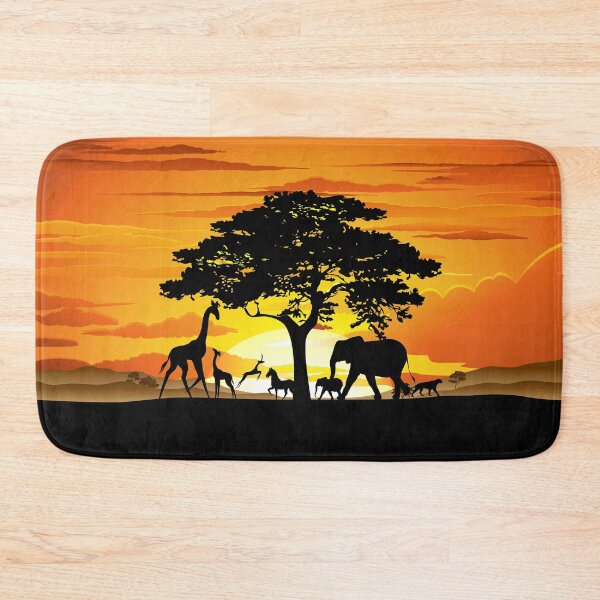 Item preview, Wild Animals on African Savanna Sunset  designed and sold by BluedarkArt.