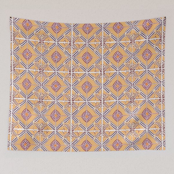 Item preview, Retro Tile Pattern Yellow and White with Blue and Red designed and sold by RetroTile.