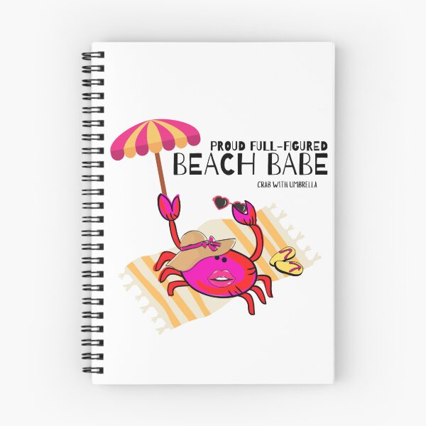 Item preview,  CUTE CARTOON FUCHSIA  RED PINK“PROUD FULL-FIGURED BEACH BABE” CRAB WITH UMBRELLA designed and sold by EllieMonroe.