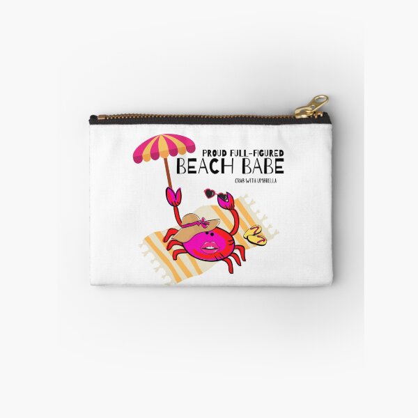 Item preview,  CUTE CARTOON FUCHSIA  RED PINK“PROUD FULL-FIGURED BEACH BABE” CRAB WITH UMBRELLA designed and sold by EllieMonroe.