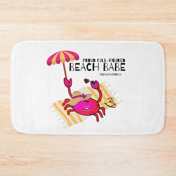 Item preview,  CUTE CARTOON FUCHSIA  RED PINK“PROUD FULL-FIGURED BEACH BABE” CRAB WITH UMBRELLA designed and sold by EllieMonroe.