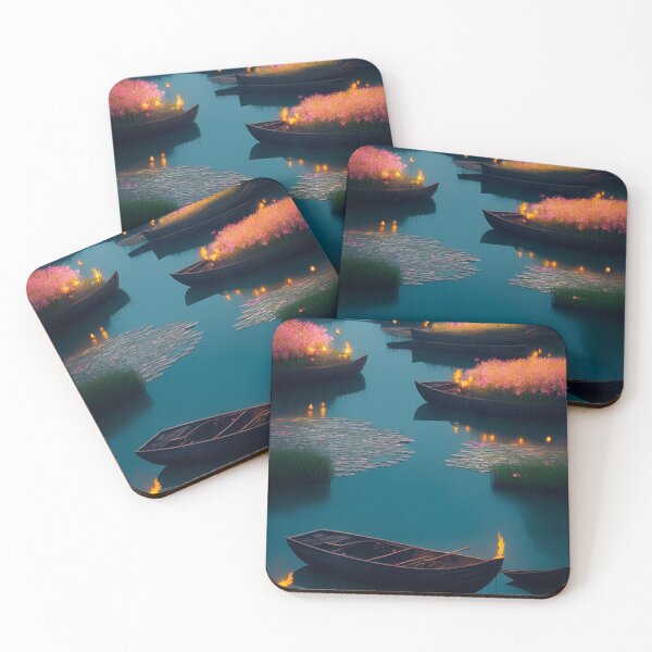 Item preview, Lotus Pond at Night Art Work designed and sold by ArtsyWishesShop.