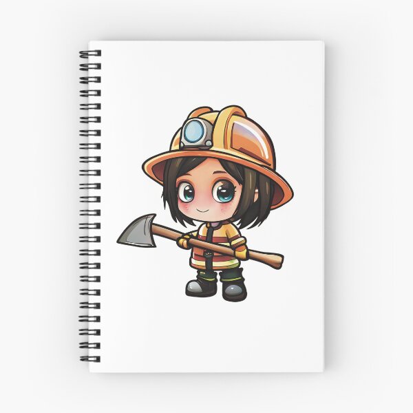 Item preview, linda chica bombero chibi con cabello castaño #32 designed and sold by Krista Robertson.