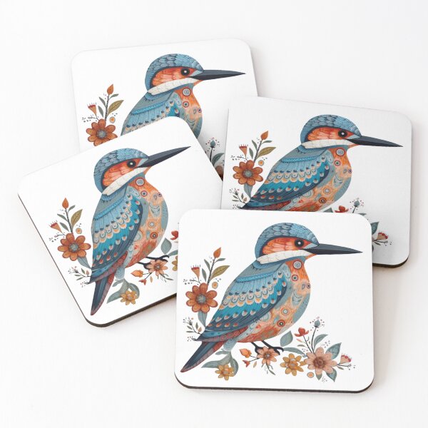 Item preview, Folk art kingfisher bird designed and sold by Hilary Thwaites.