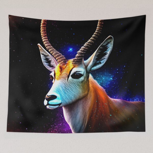 Item preview, Good Ol' Antelope Critter Magnificent Antelope Gazing at the Colorful Starry Sky showing how majestic and beautiful this critter is. designed and sold by SeaStories88.