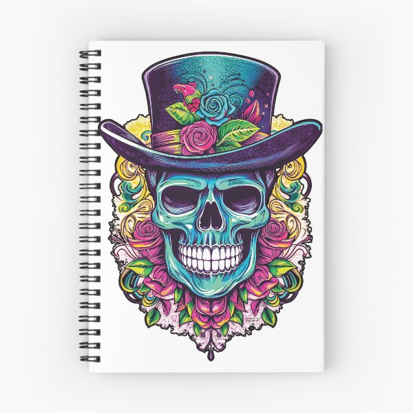 Artikelvorschau, Tag der Toten Día De Los Muertos Skelettschädel mit Zylinder entworfen und verkauft von Rickie Pauley.
